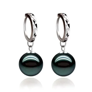 925 Sterling silver 10-12mm shell pearl Drop Earrings
