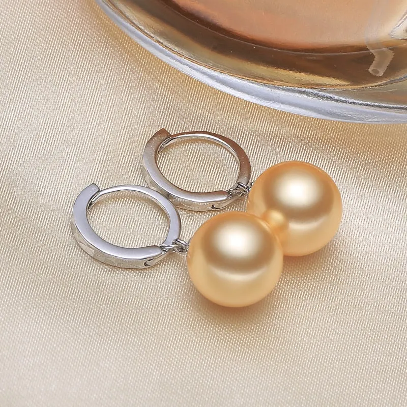 925 Sterling silver 10-12mm shell pearl Drop Earrings