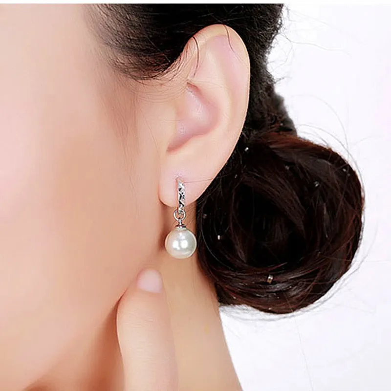 925 Sterling silver 10-12mm shell pearl Drop Earrings