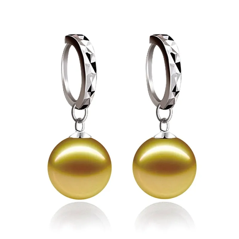 925 Sterling silver 10-12mm shell pearl Drop Earrings