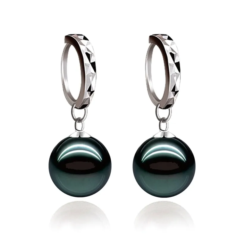 925 Sterling silver 10-12mm shell pearl Drop Earrings