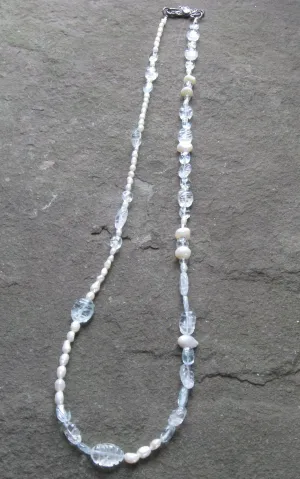 Aquamarine & Freshwater Pearl  Necklace