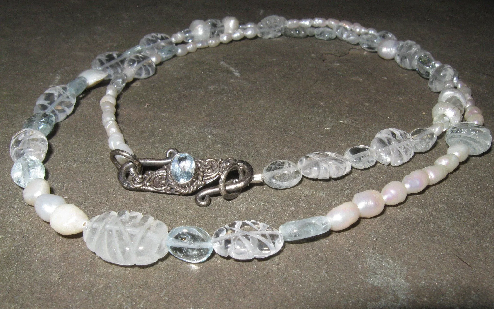 Aquamarine & Freshwater Pearl  Necklace