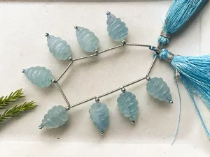 Aquamarine Spiral Carved Drops