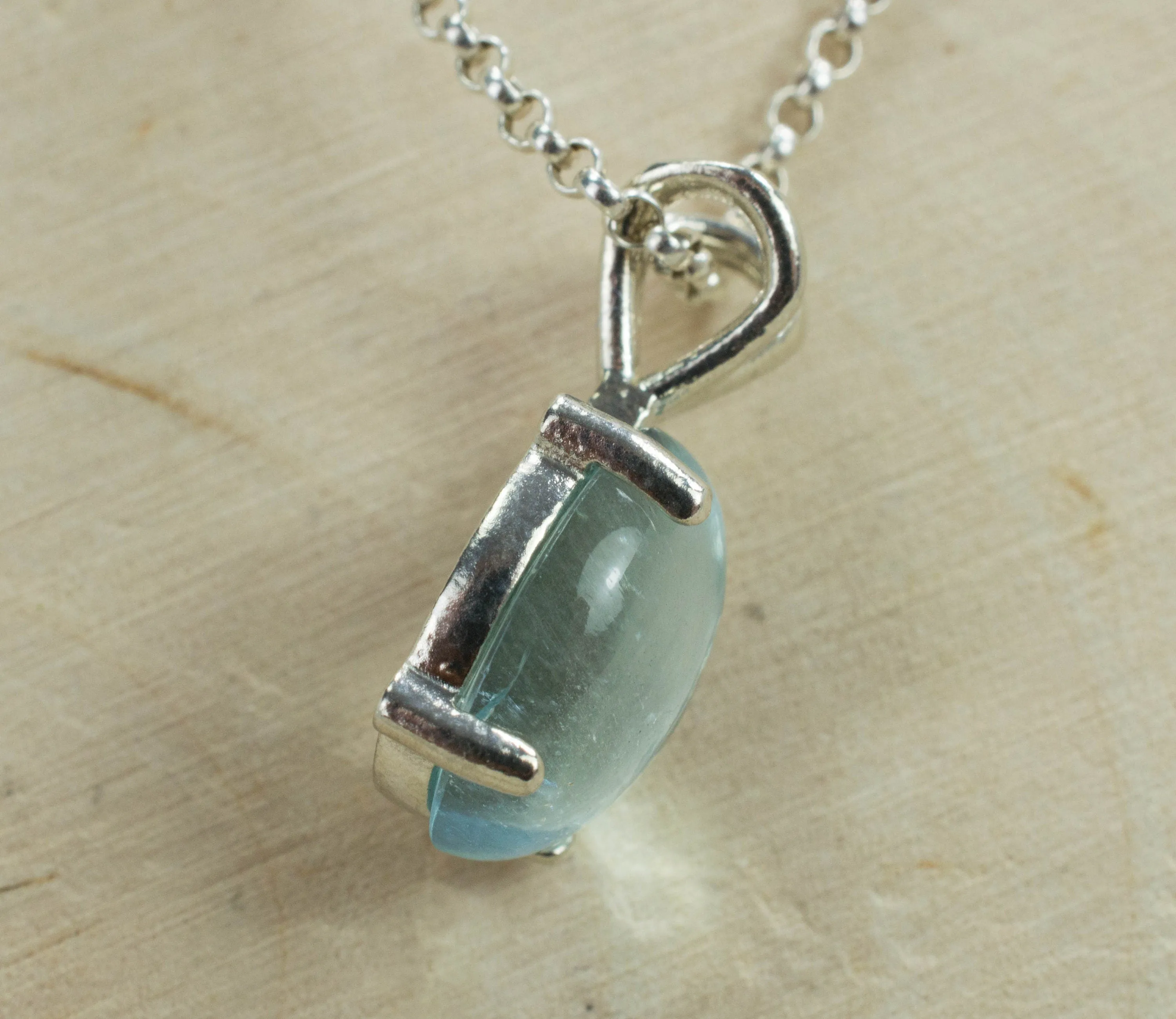 Aquamarine Sterling Silver Pendant; Genuine Untreated Madagascan Aquamarine