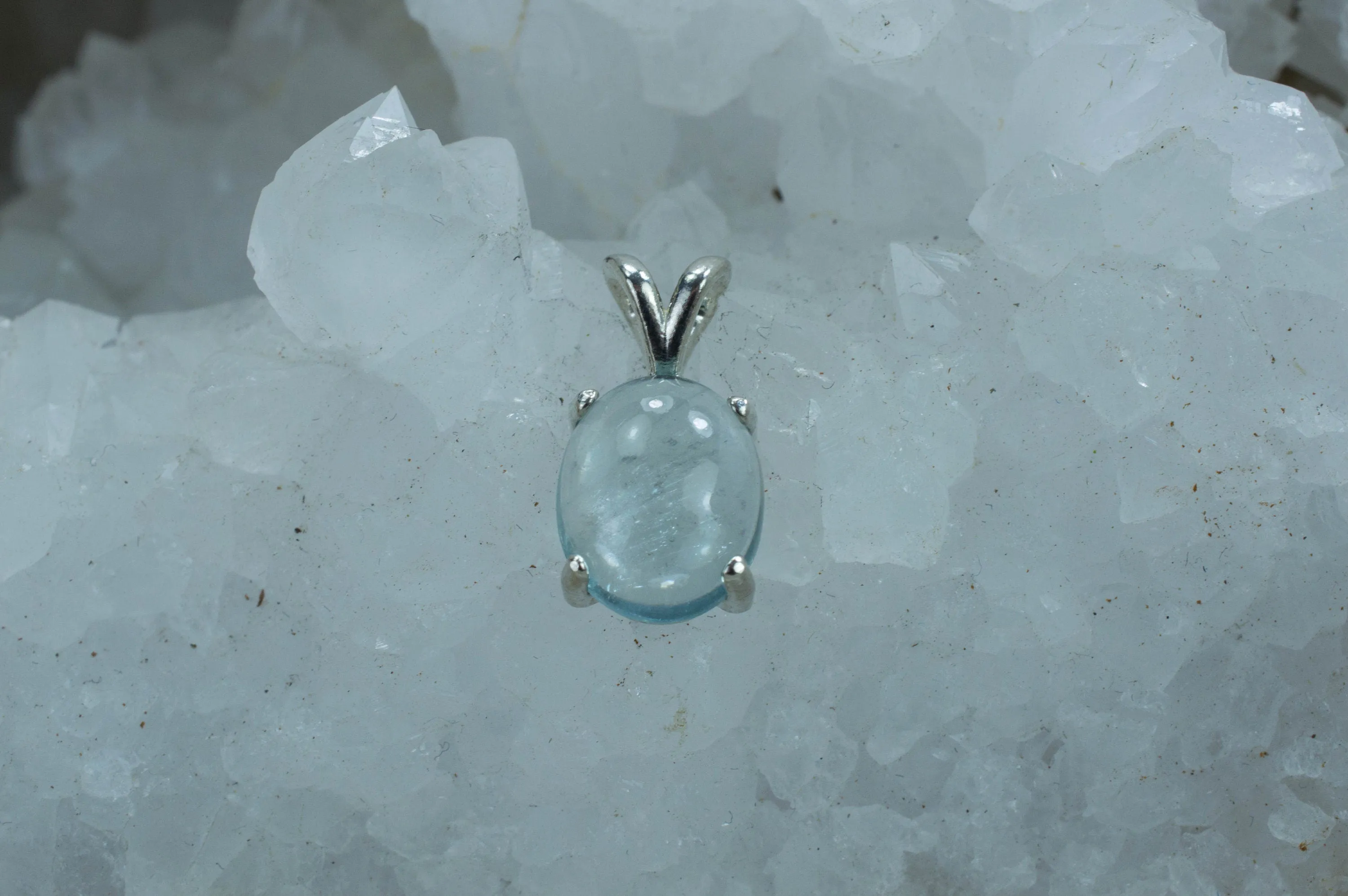 Aquamarine Sterling Silver Pendant; Genuine Untreated Madagascan Aquamarine