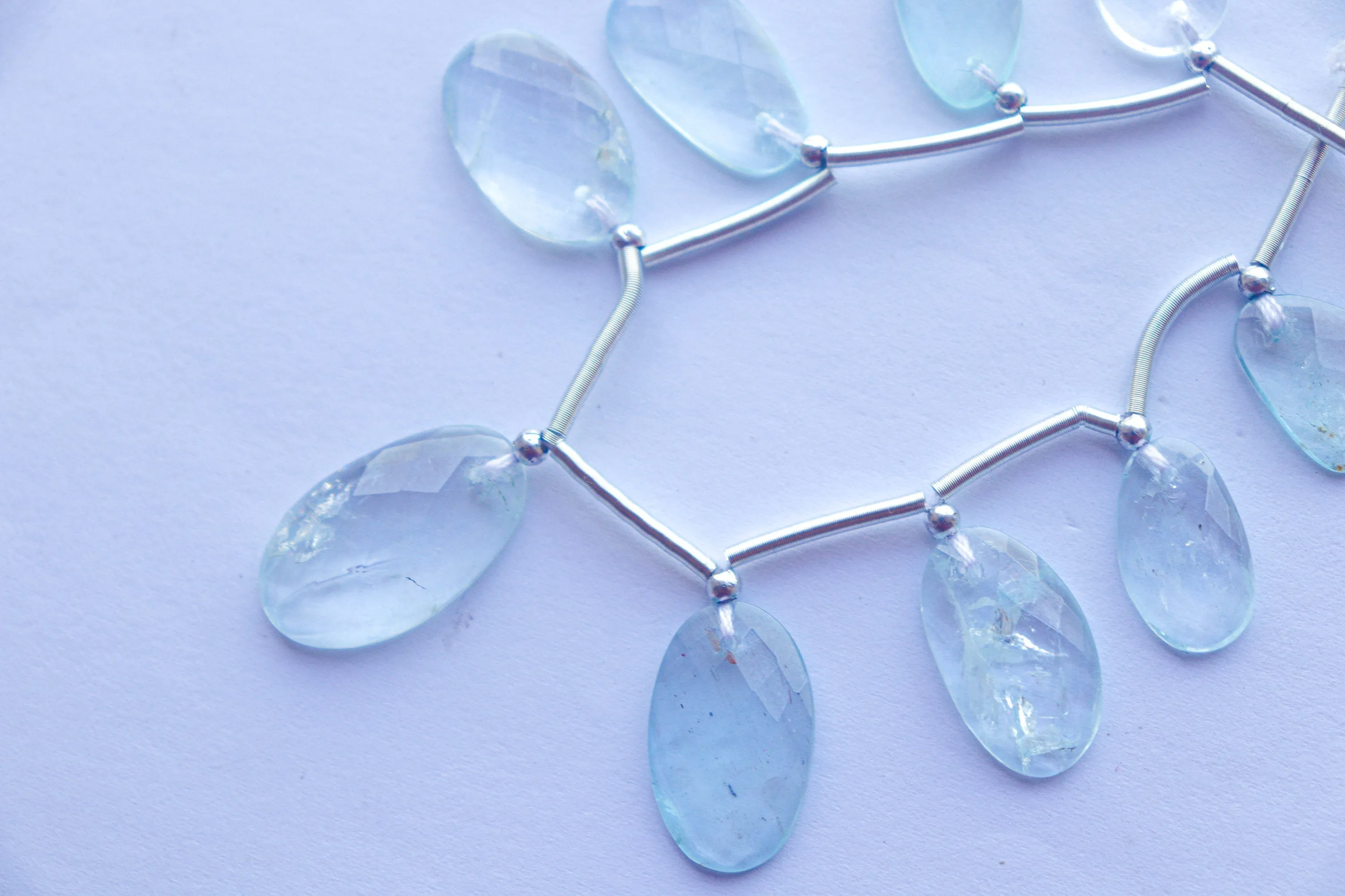 Aquamarine Uneven Shape Rose Cut Briolette Beads | 10x12mm-12x20mm | 9 Pieces | 5 inch | Natural Aquamarine Gemstone | Beadsforyourjewellery