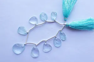 Aquamarine Uneven Shape Rose Cut Briolette Beads | 10x15mm-18x22mm | 9 Pieces | 5 inch | Natural Aquamarine Gemstone | Beadsforyourjewellery