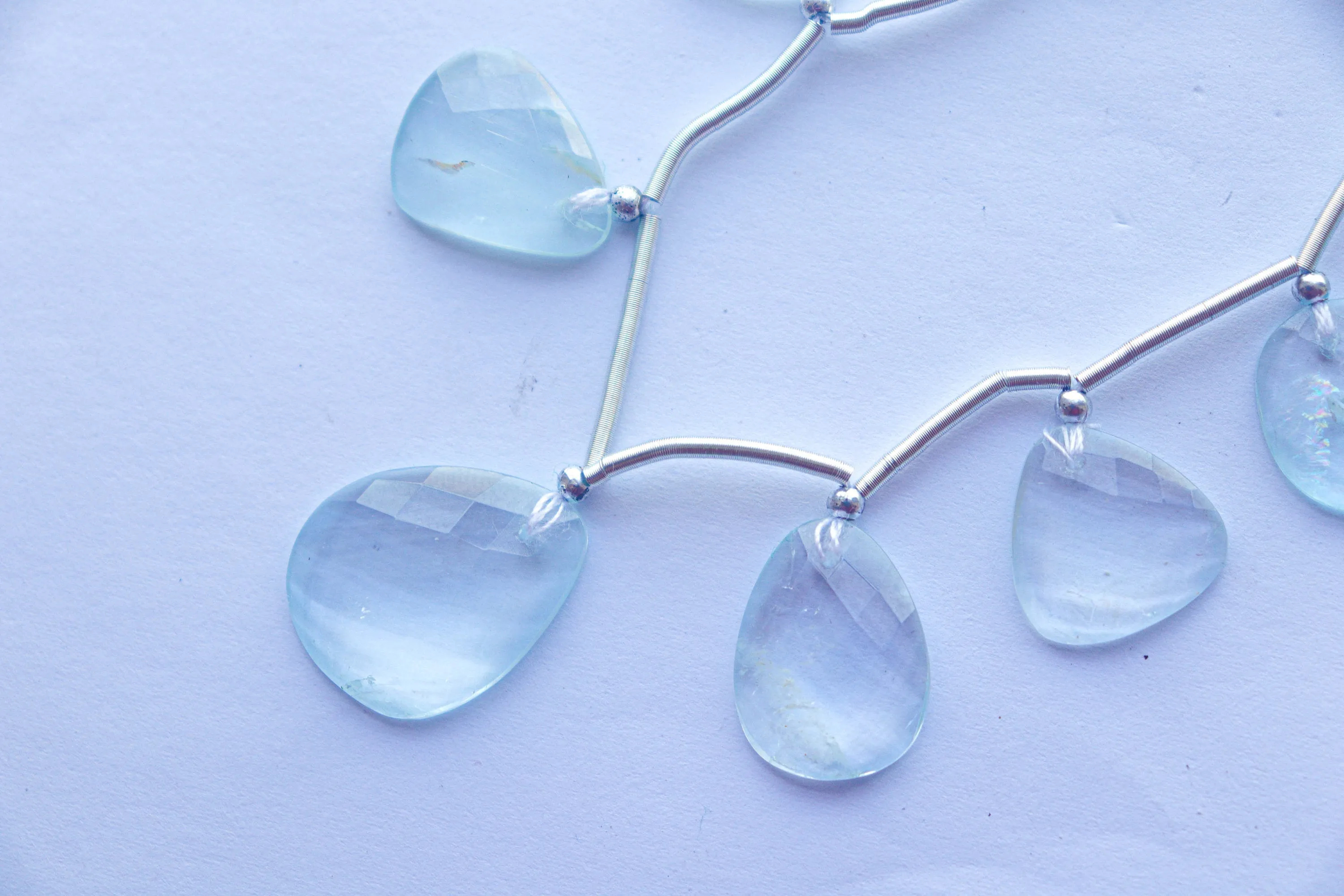 Aquamarine Uneven Shape Rose Cut Briolette Beads | 10x15mm-18x22mm | 9 Pieces | 5 inch | Natural Aquamarine Gemstone | Beadsforyourjewellery