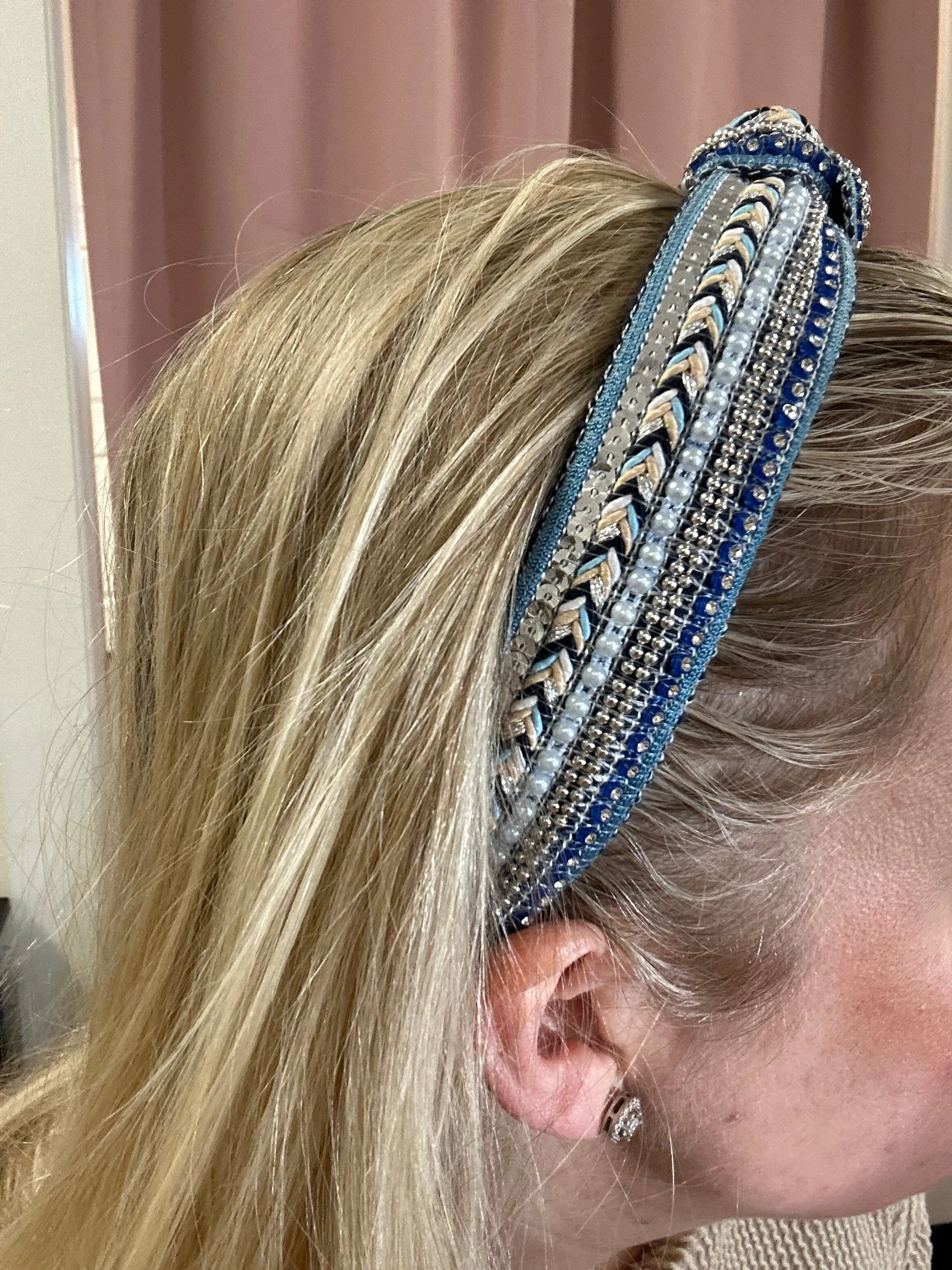 Beaded Navy Knot Headband