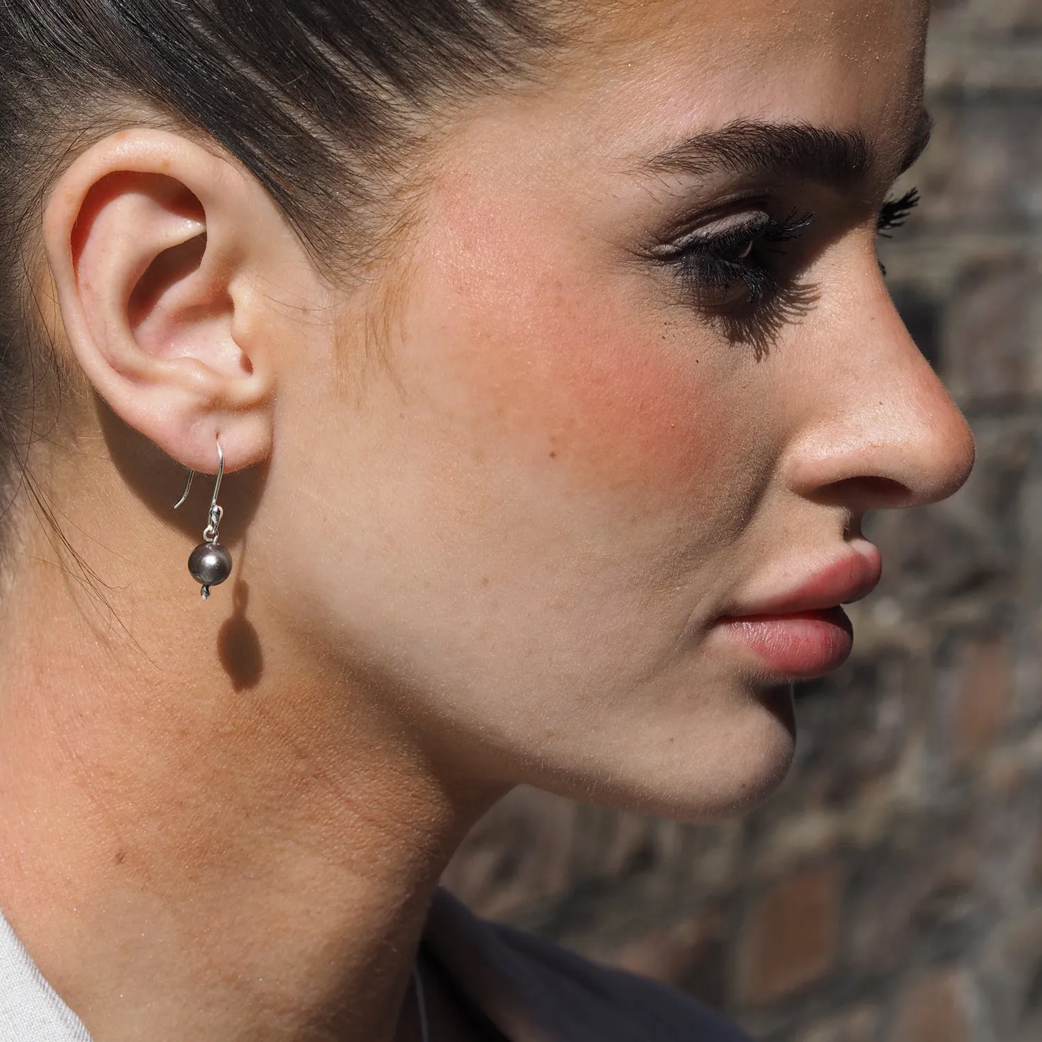 Classic Small Grey Pearl Drop Earrings