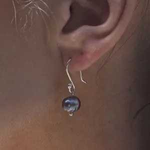 Classic Small Grey Pearl Drop Earrings