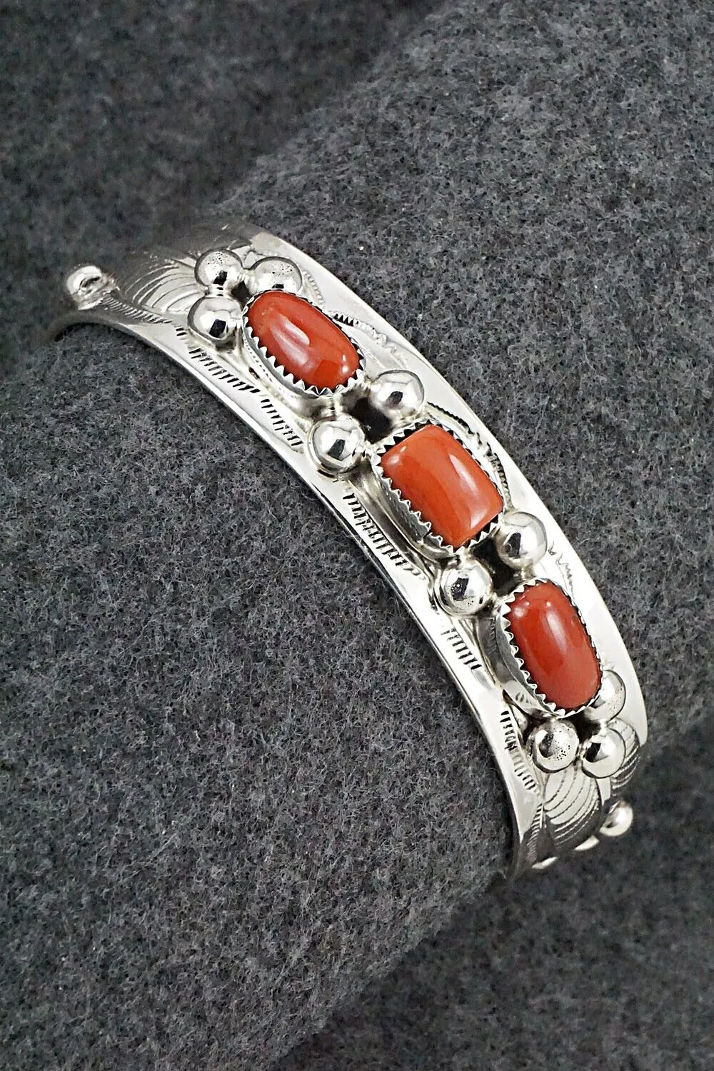 Coral & Sterling Silver Bracelet - Wilbur Myers