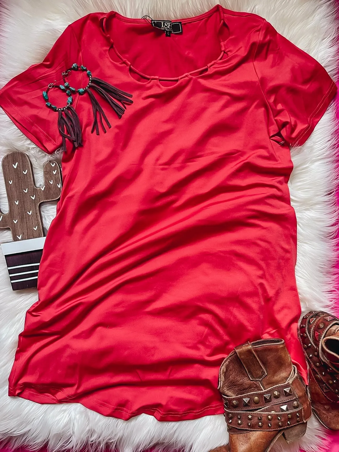 Coral Loop Neck Dress
