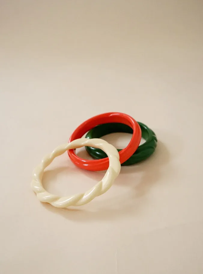 Cream, Green & Coral Bangle Collection