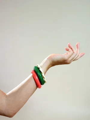 Cream, Green & Coral Bangle Collection