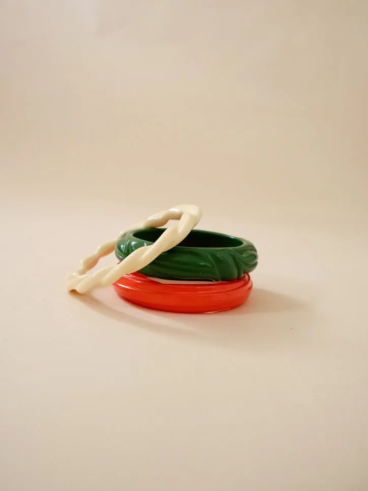 Cream, Green & Coral Bangle Collection
