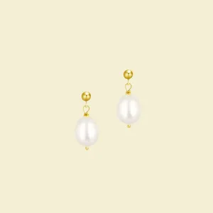 Drop Pearl Earrings Gold