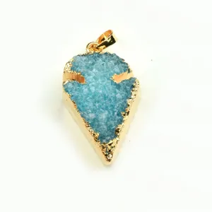 Druzy Arrow pendant with Gold Electroplate, Natural Stone Jewelry