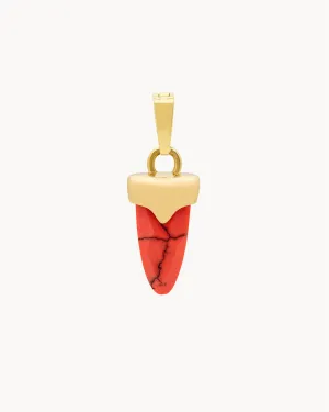 Energy Stone Coral Howlite Dainty Arrow Pendant, Gold