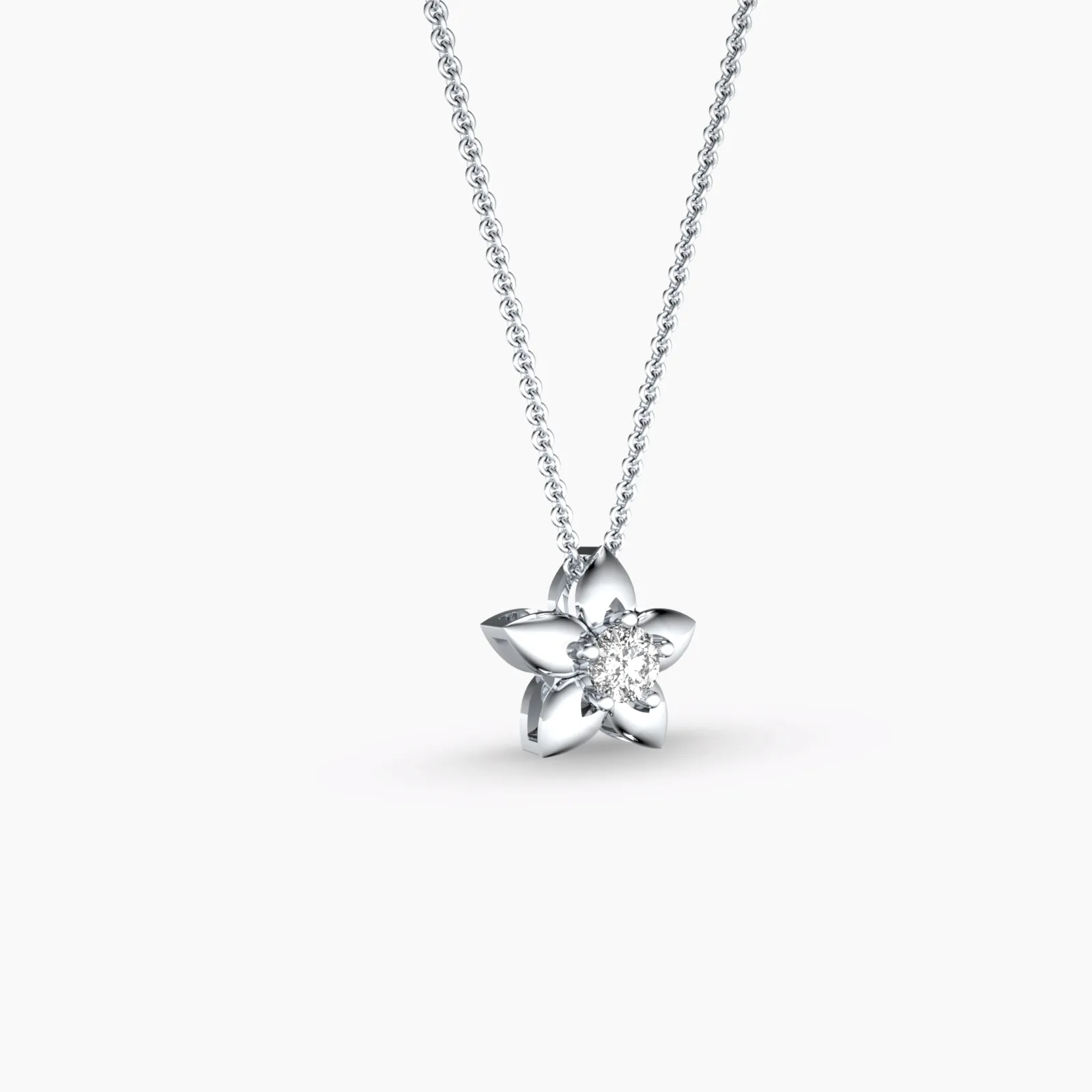 Flower and Solitaire Necklace