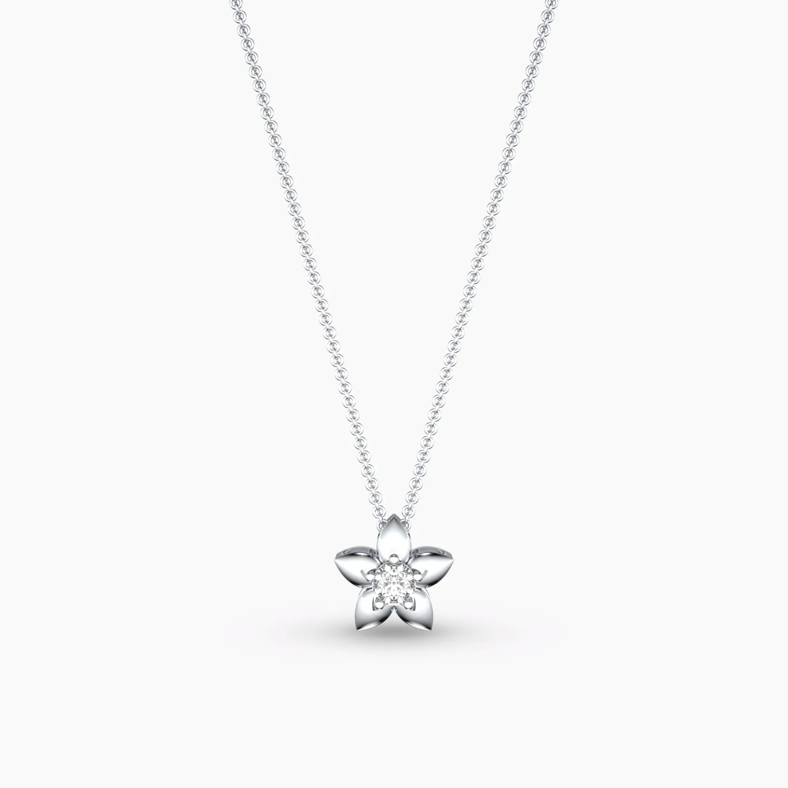 Flower and Solitaire Necklace