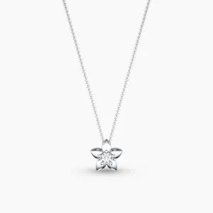 Flower and Solitaire Necklace
