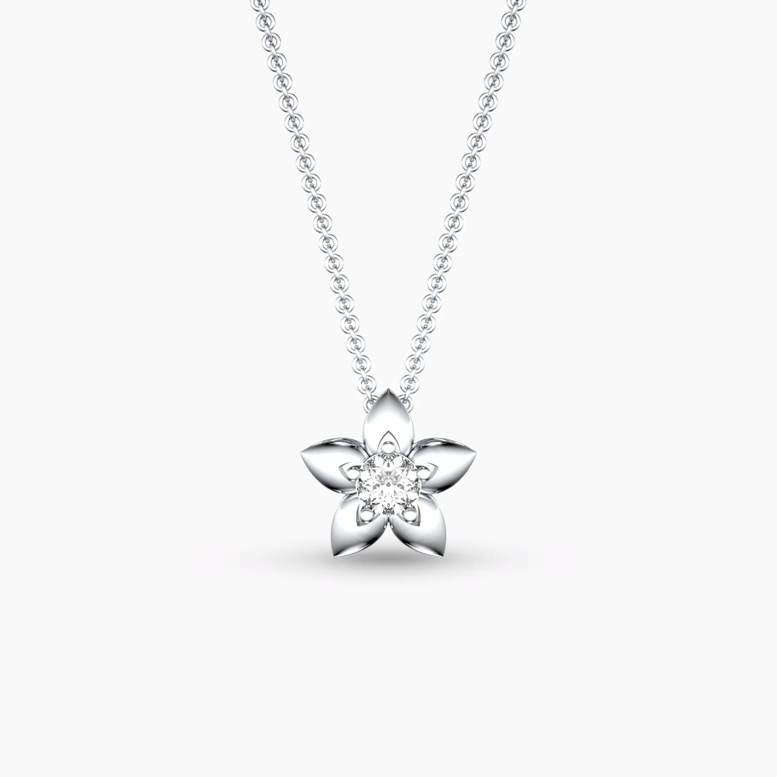 Flower and Solitaire Necklace