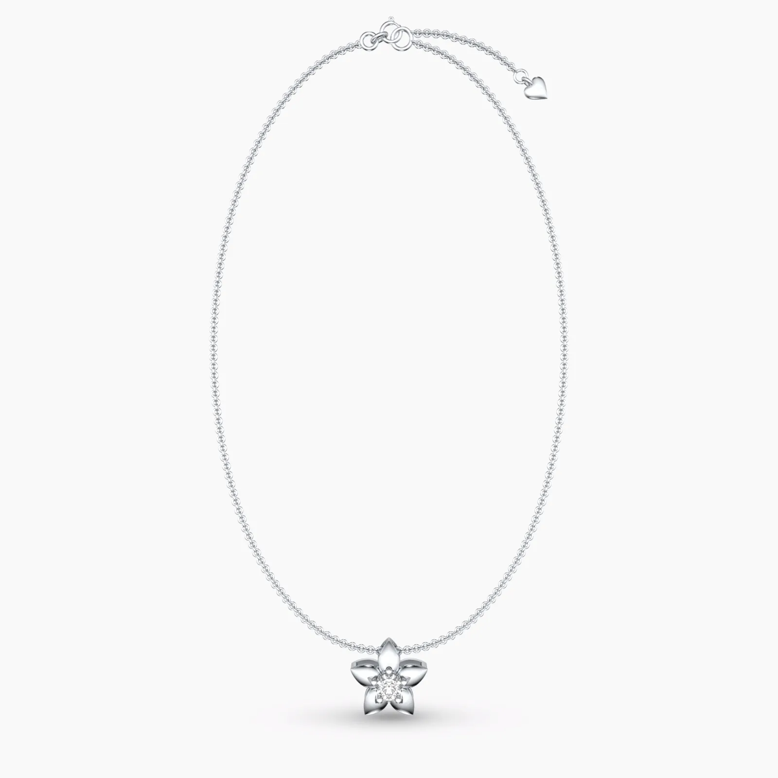 Flower and Solitaire Necklace