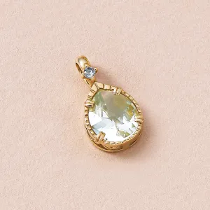 [GARDEN] 10K Green Quartz Plant Necklace Charm (Yellow Gold)