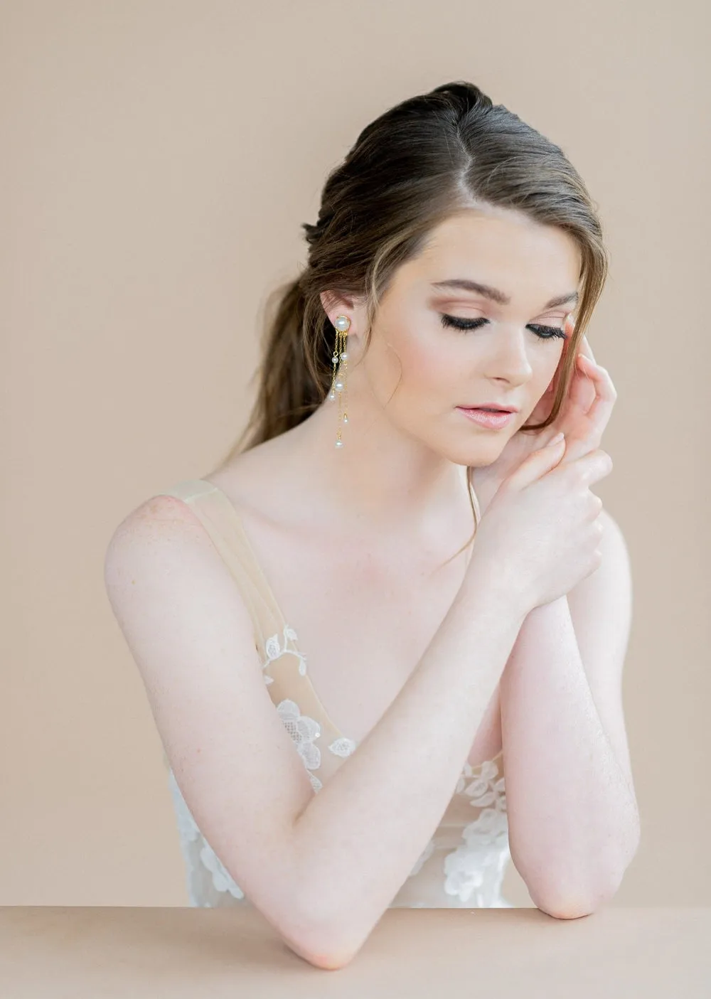 GLENN Pearl Drop Bridal Earrings