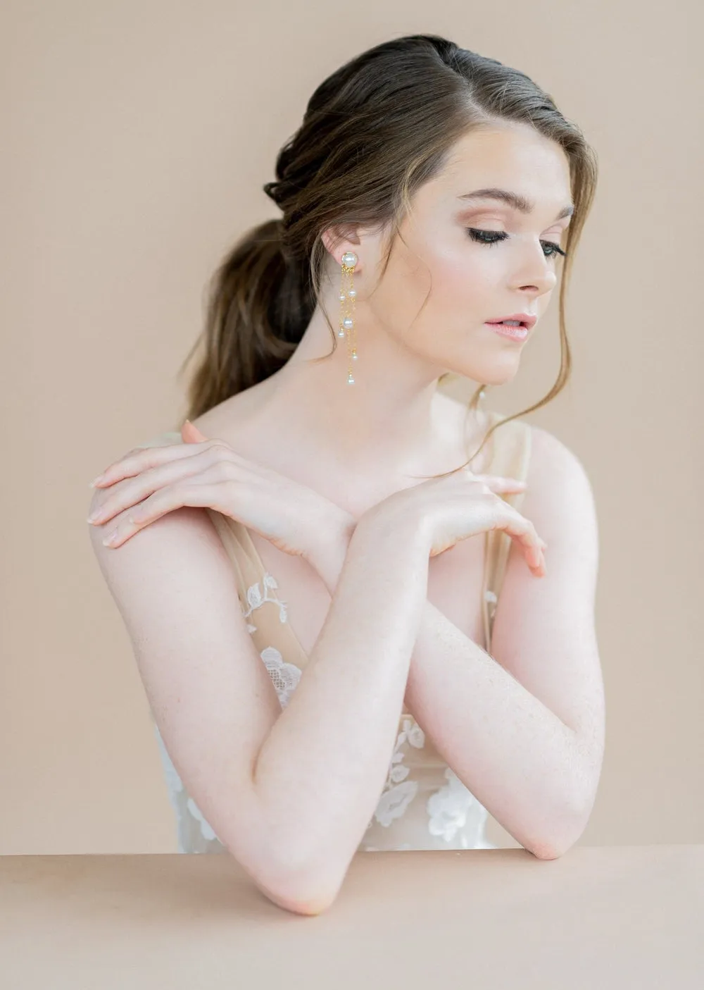 GLENN Pearl Drop Bridal Earrings