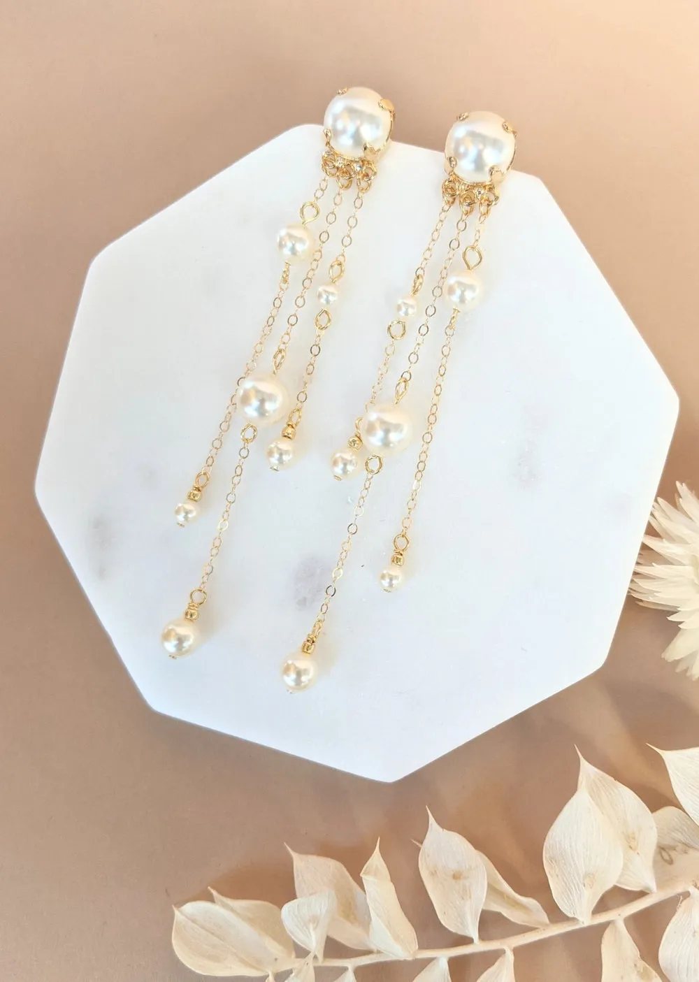 GLENN Pearl Drop Bridal Earrings