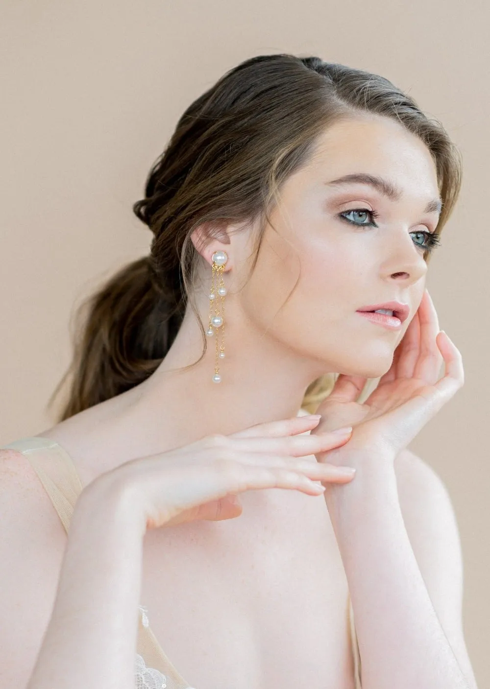 GLENN Pearl Drop Bridal Earrings