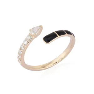 Graceful Diamond Enamel Open Wrap Ring