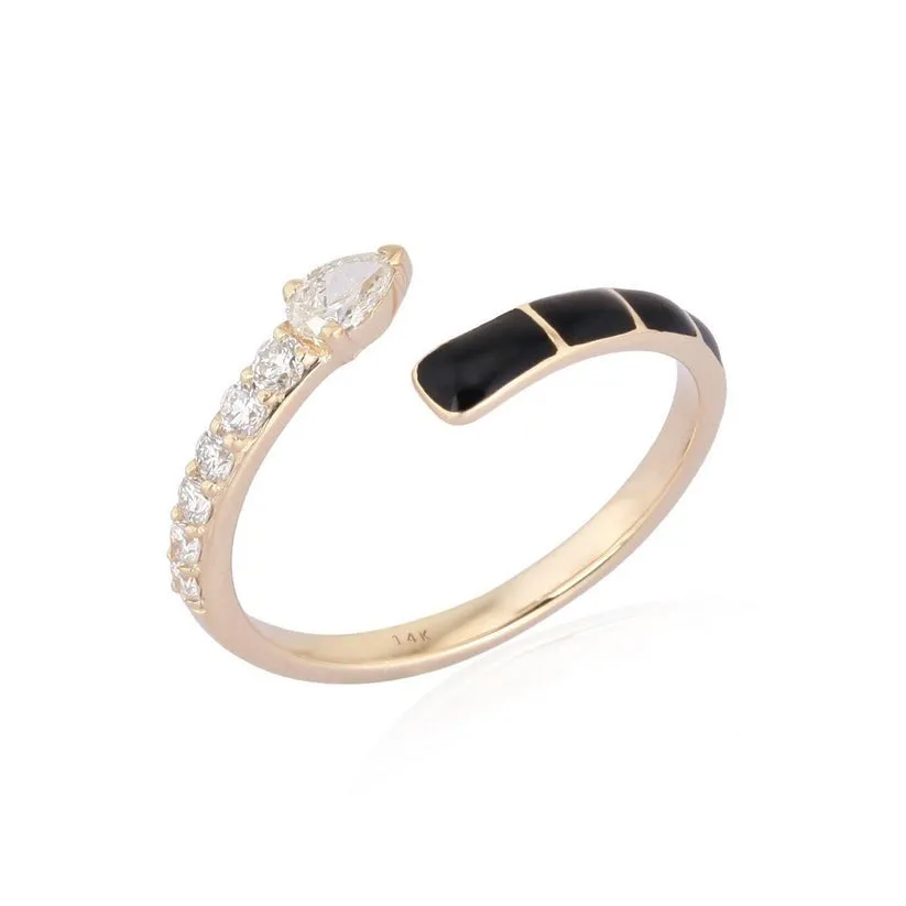 Graceful Diamond Enamel Open Wrap Ring