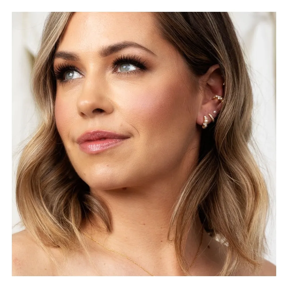 Hannah Martin Pearl Huggie Earrings - Gold - SPG-404