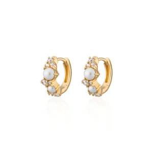 Hannah Martin Pearl Huggie Earrings - Gold - SPG-404