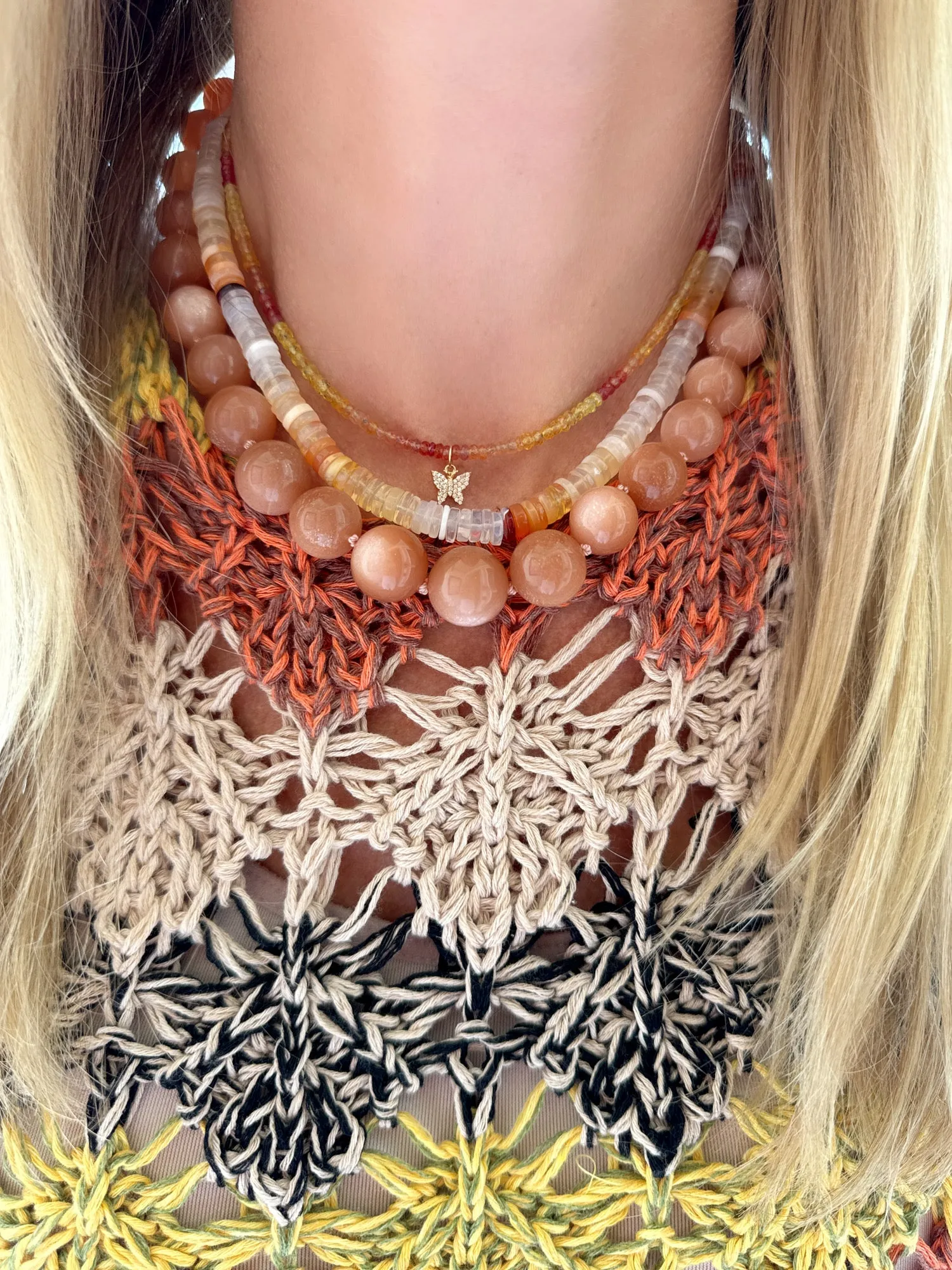 knotted gumball peach moonstone necklace