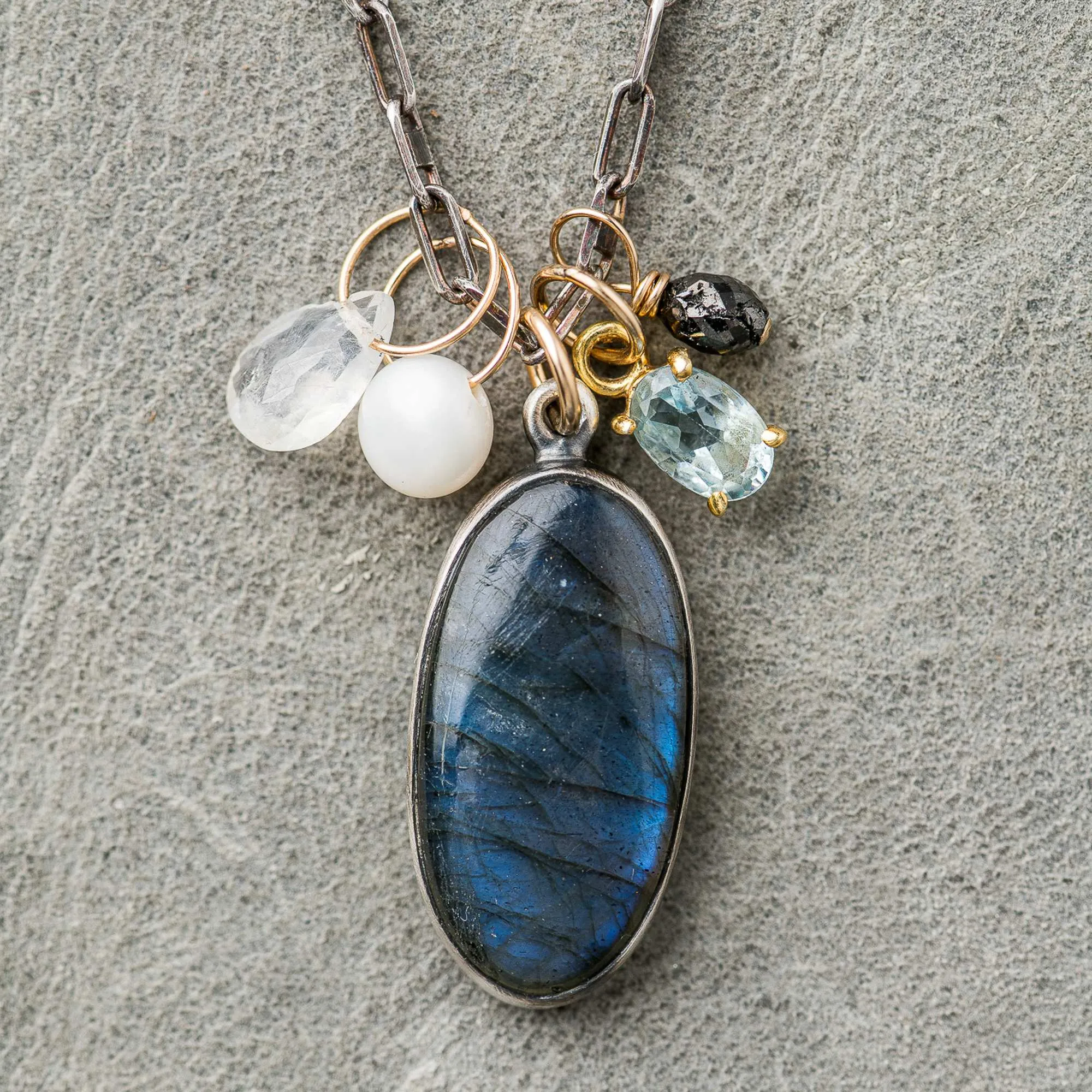Labradorite and Gemstone Cluster Necklace