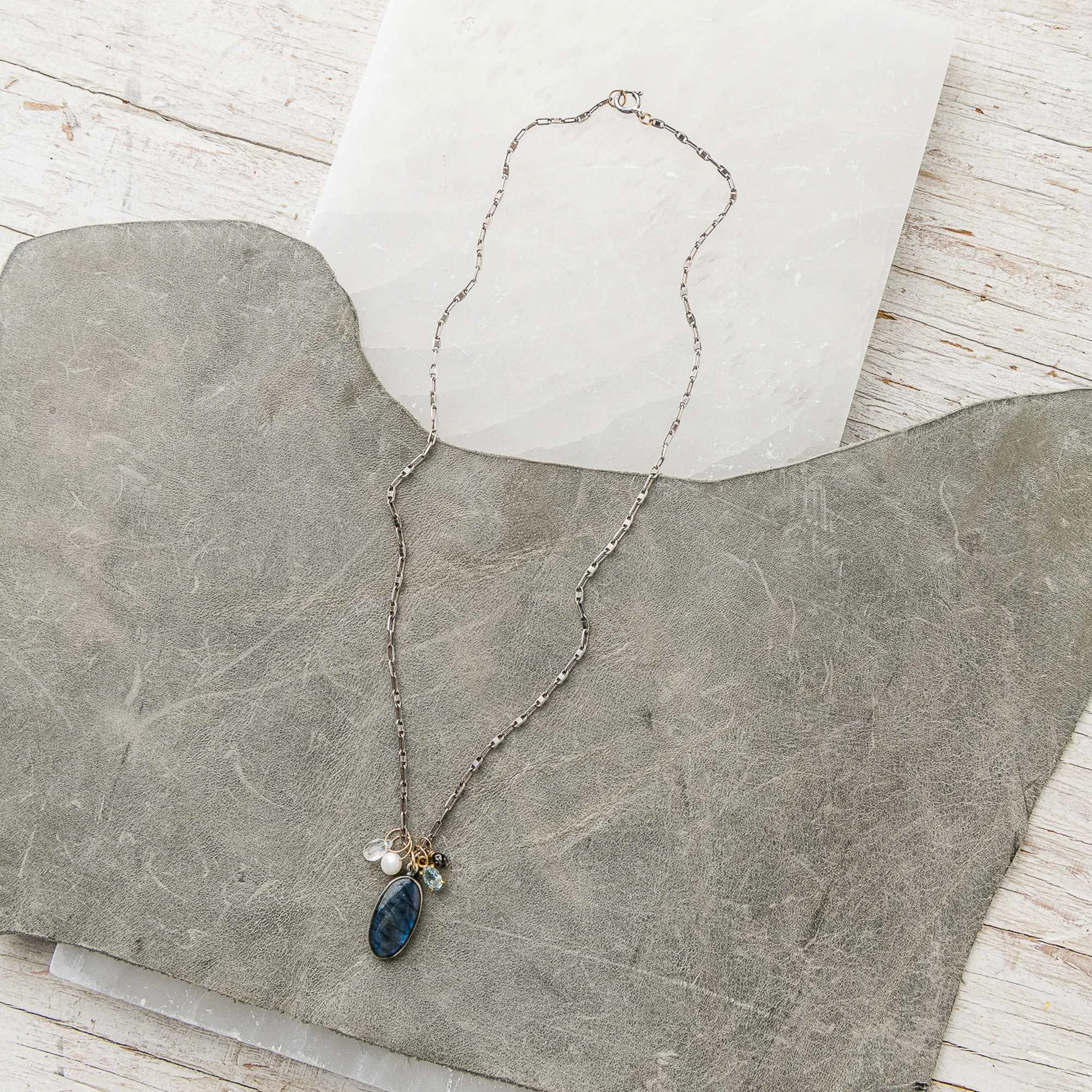 Labradorite and Gemstone Cluster Necklace