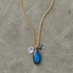 Labradorite Drop Necklace Topaz and Moonstone