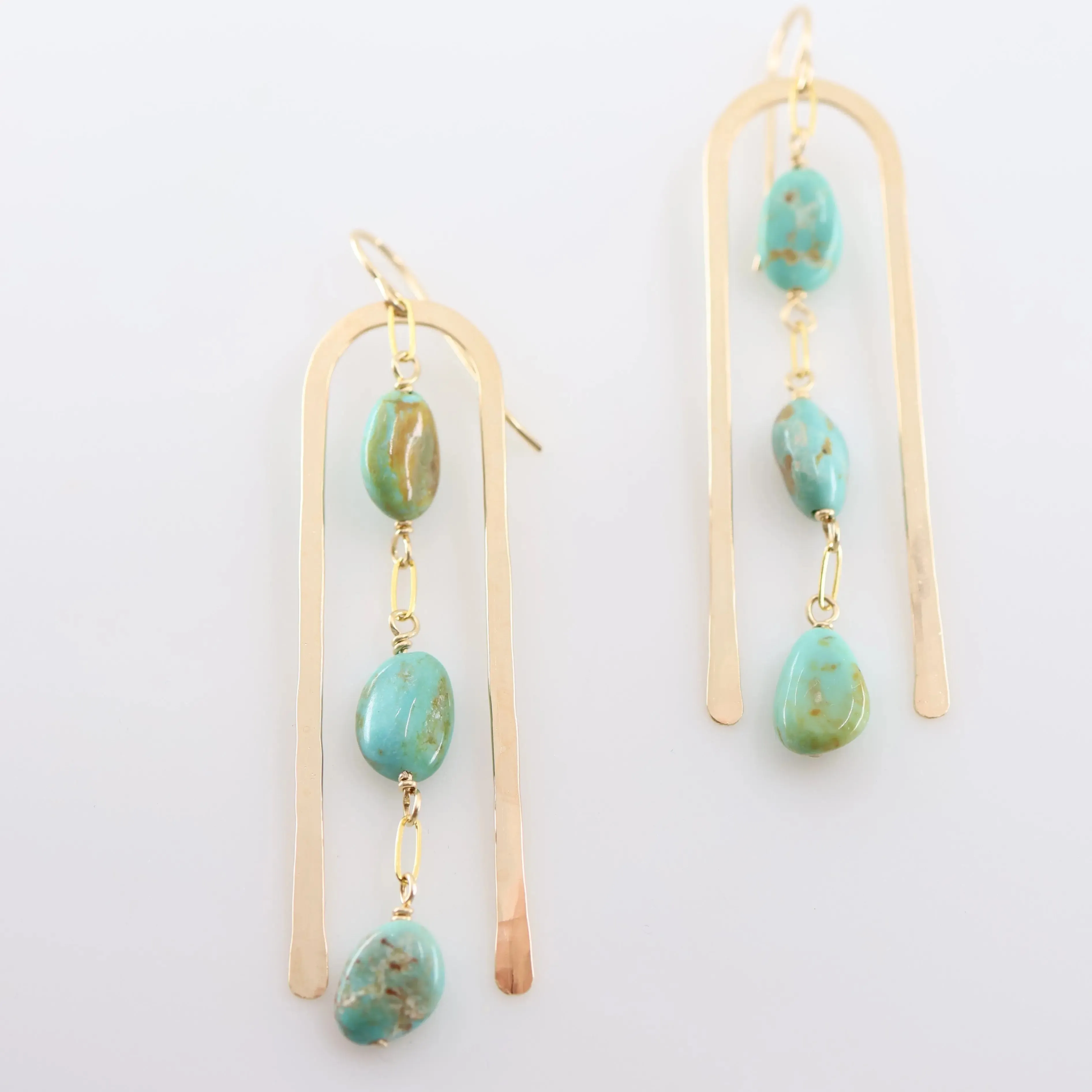 Large Arch Earring with Cascading Gemstones, 2 Variations