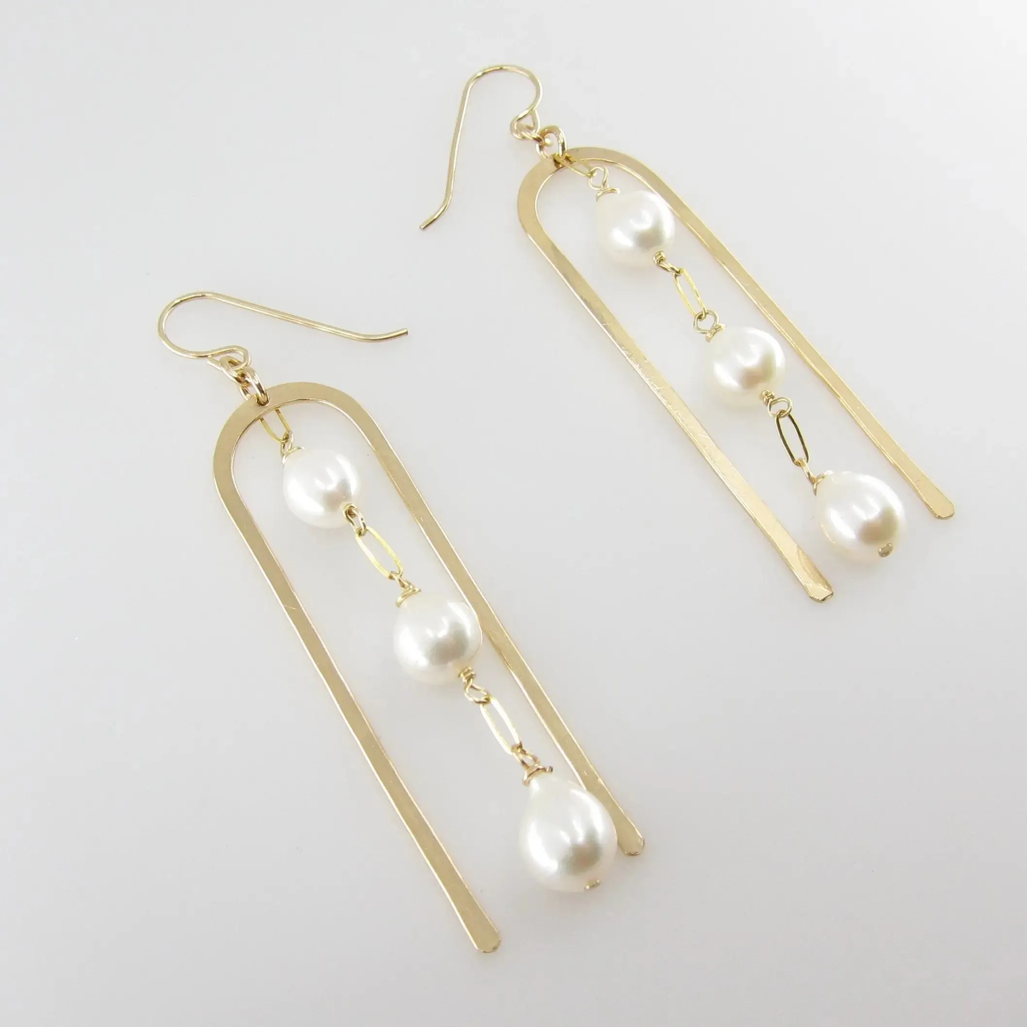 Large Arch Earring with Cascading Gemstones, 2 Variations