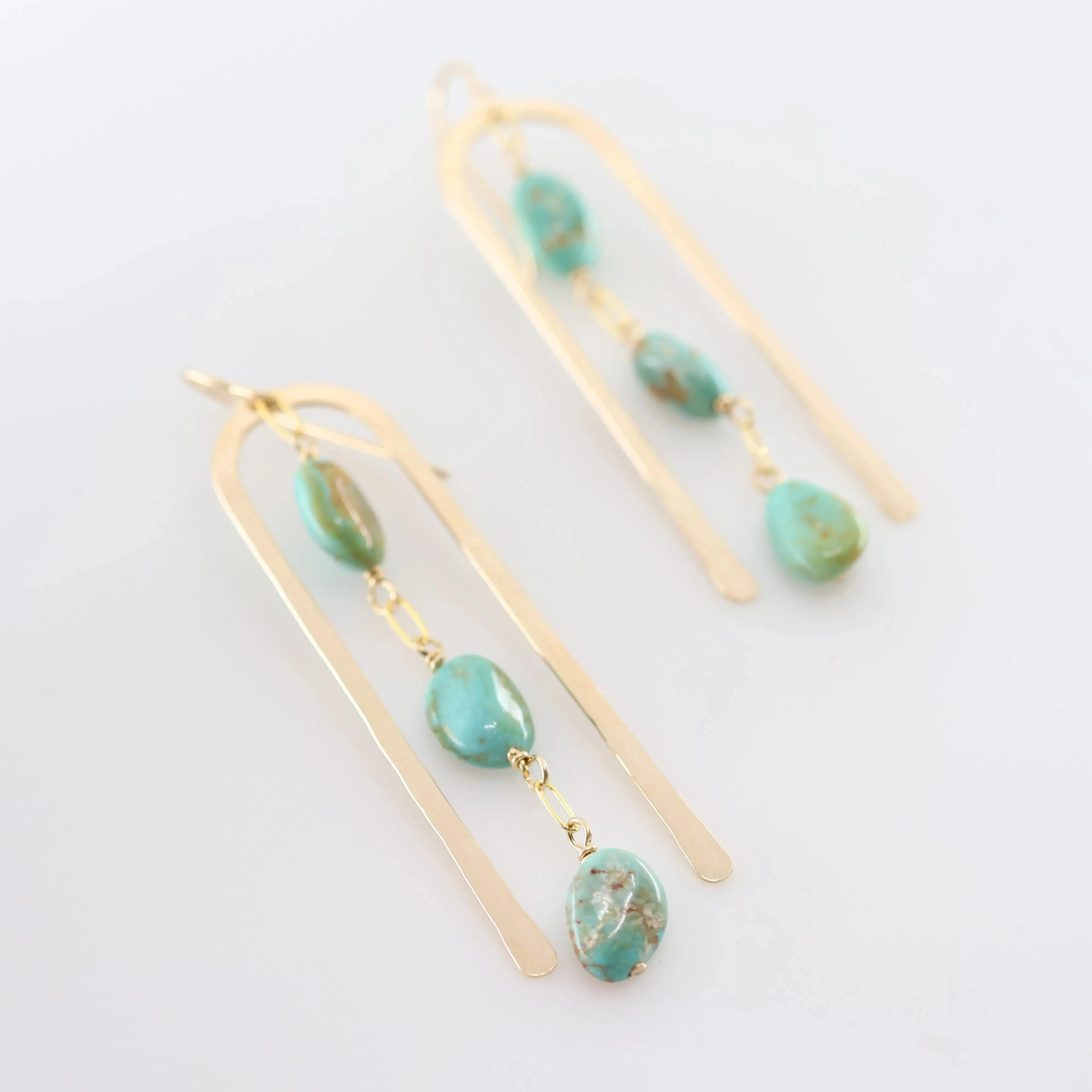 Large Arch Earring with Cascading Gemstones, 2 Variations