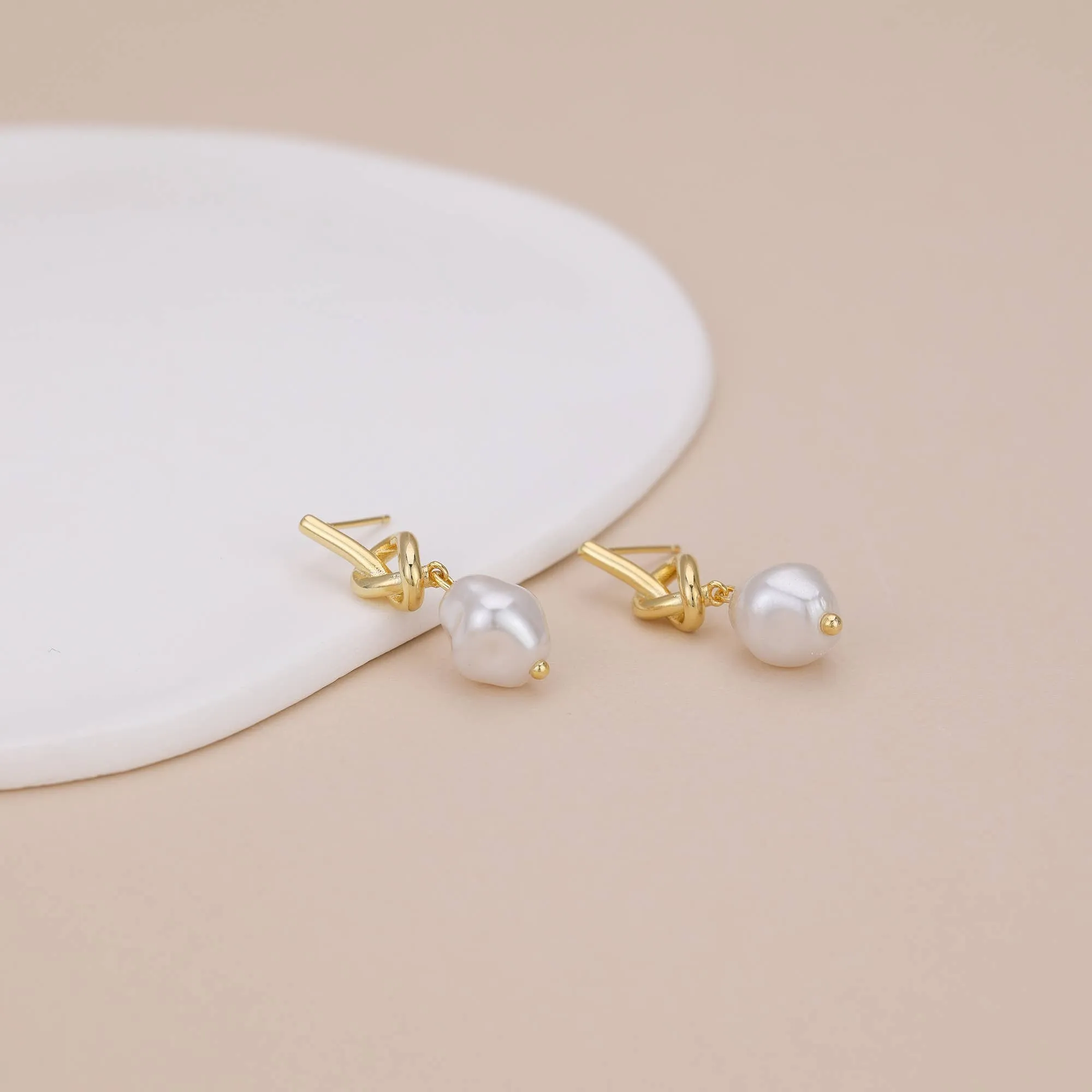 Love Knot Pearl Dangle Earrings