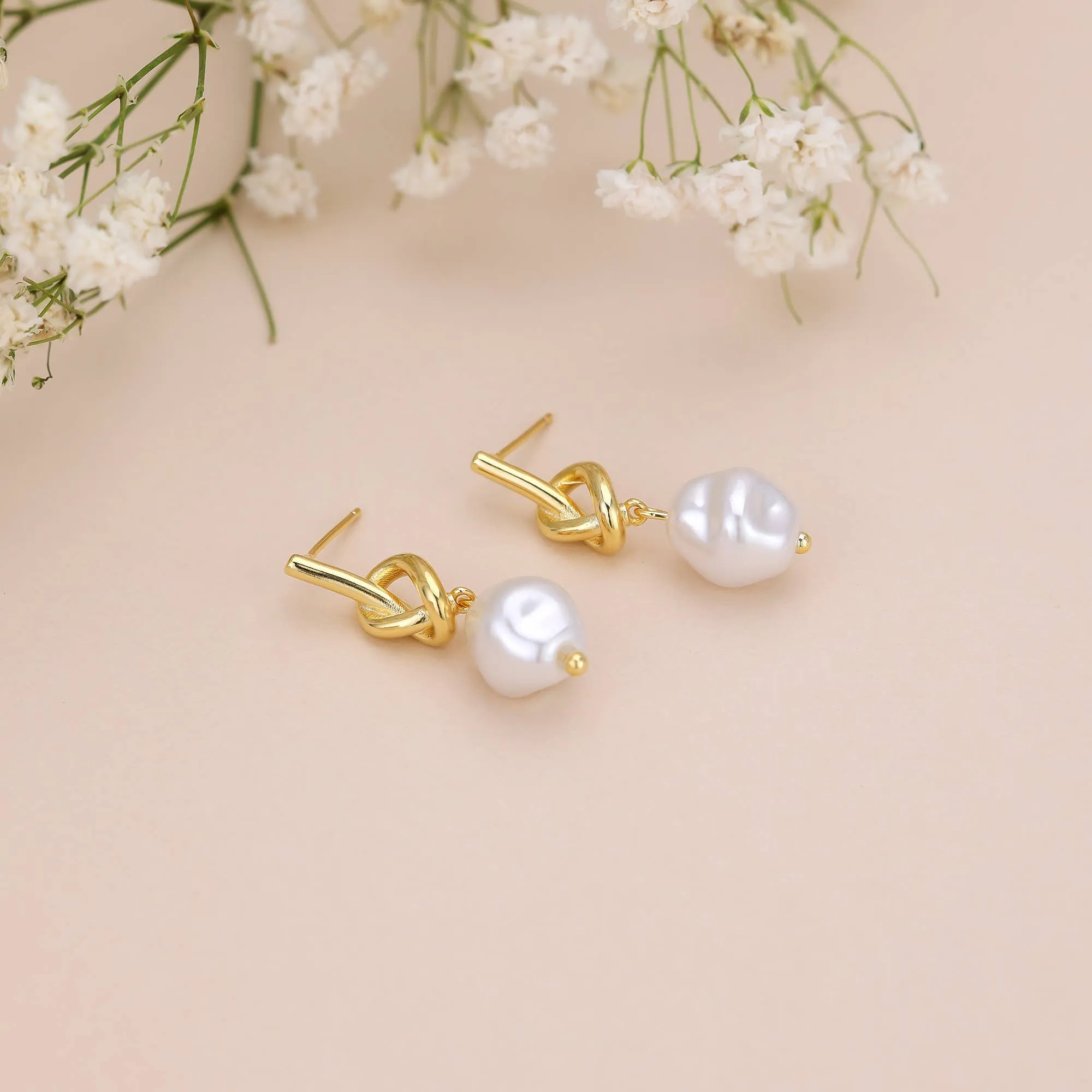 Love Knot Pearl Dangle Earrings