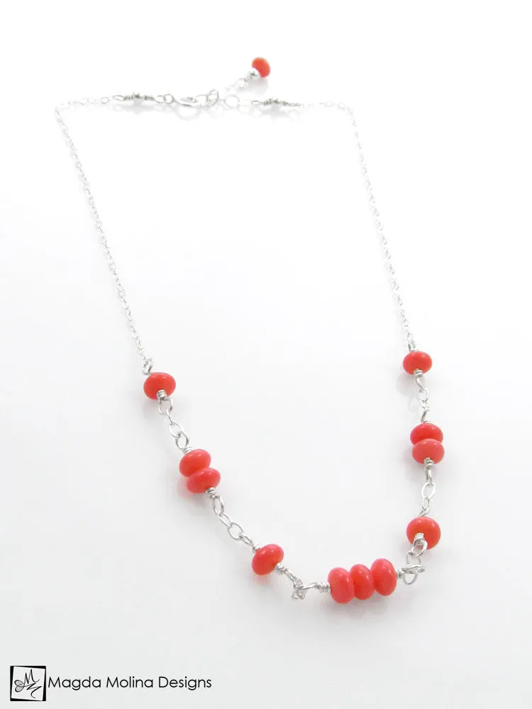 Mini Goddess (children) Simple Pink Coral Necklace