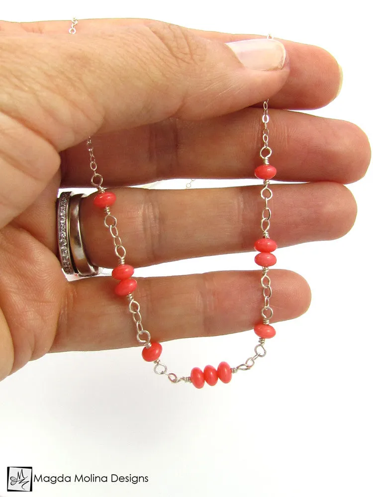 Mini Goddess (children) Simple Pink Coral Necklace