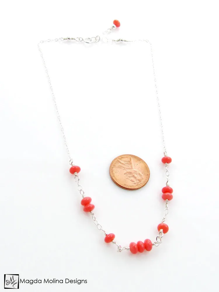 Mini Goddess (children) Simple Pink Coral Necklace